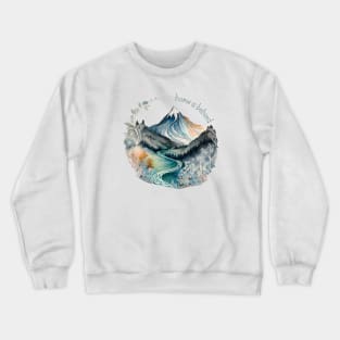 Home Is Behind - Lonely Mountain - Watercolor Art - White - Fantasy Crewneck Sweatshirt